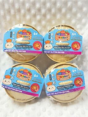 Rainbow Mystery Bun Dumplings Squishy Fidget - Gold Glitter Edition (Set of 4)